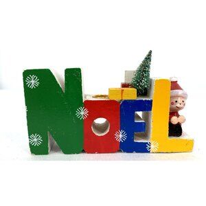Giftco Noel Wooden Christmas Candle Holder Words of Christmas 4.5" Vintage